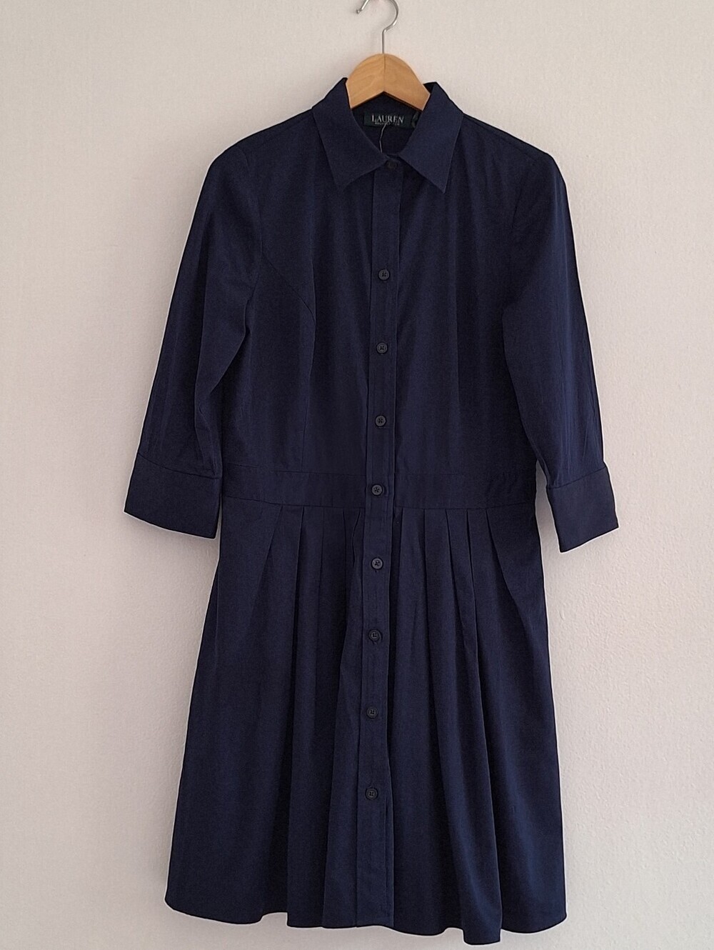 NWT Lauren Ralph Lauren Navy Button-Front Shirt Dress